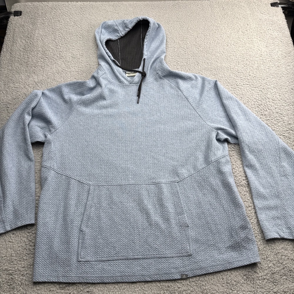 Ascend Waffle Knit Hoodie Mens XXL 2XL Organic Cotton Blue Pullover BPS